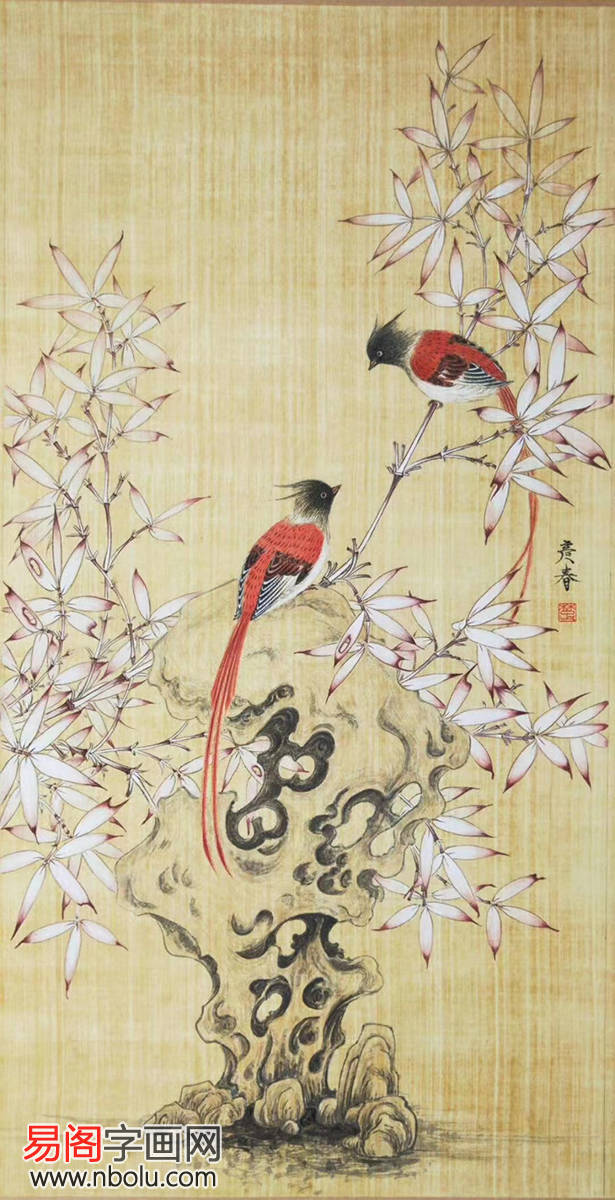 楚彦春复古工笔花鸟画秾丽细腻华美精致