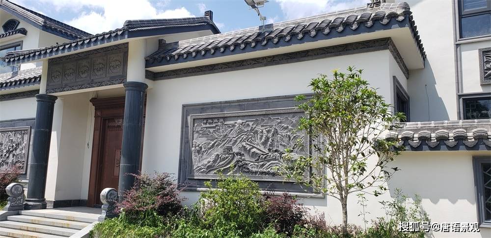 新中式装修材料别墅景观砖雕山墙影壁效果