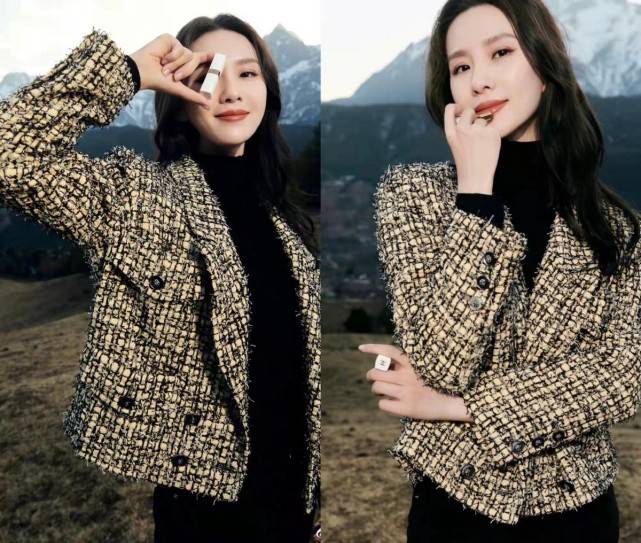 原创刘诗诗跟香奈儿真绝配穿中国红配黑皮衣造型封神搞事业后超美