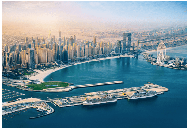 迪拜成为全球超级游艇之都,码头停靠着多艘豪华游艇(图片来源:阿联酋