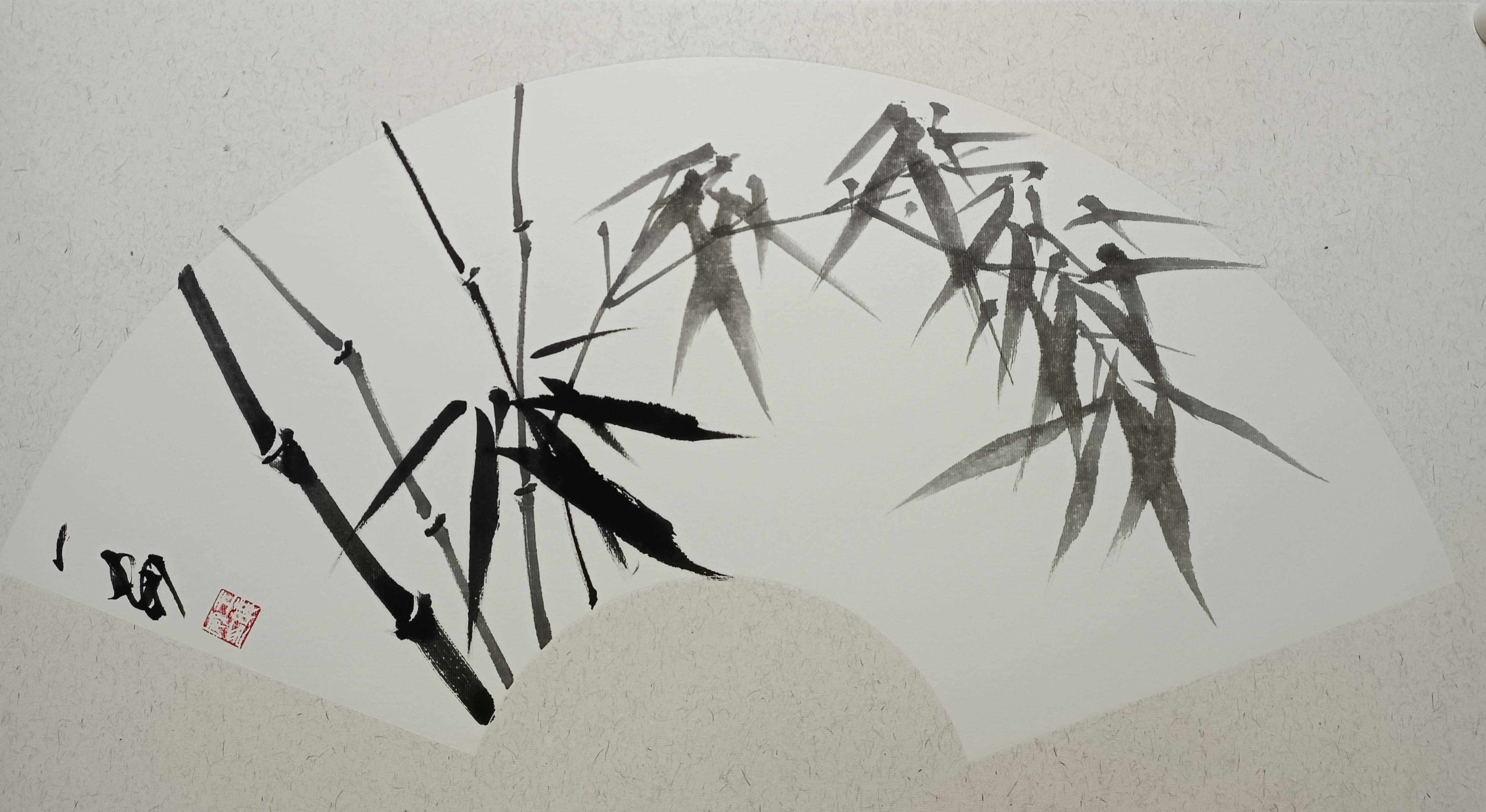 王晓威梅兰竹菊扇面水墨作品古典美_硕士_时装_扇面