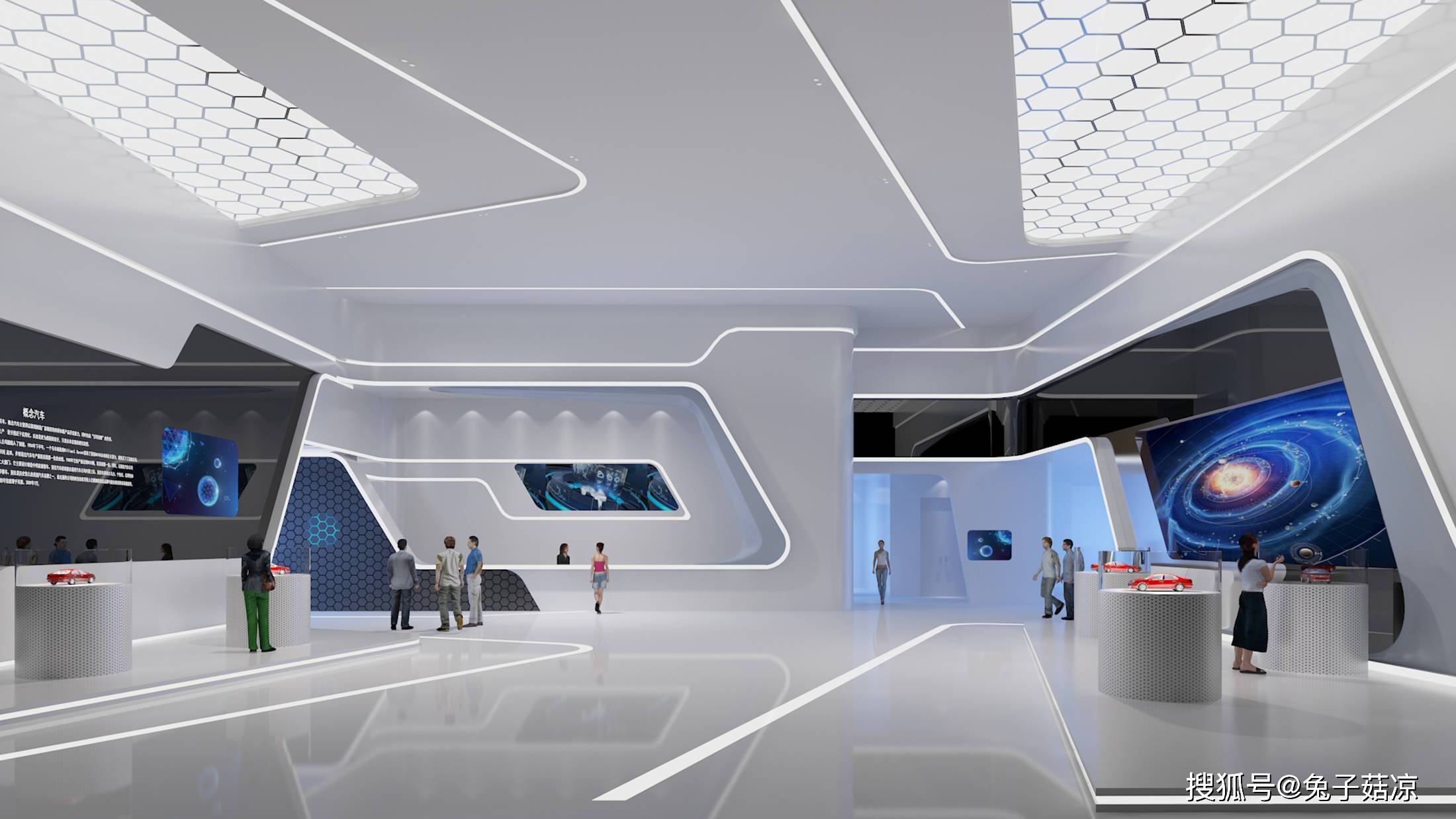 在展示环境中,空间的流动性十分重要,其依据展厅的功能而设计