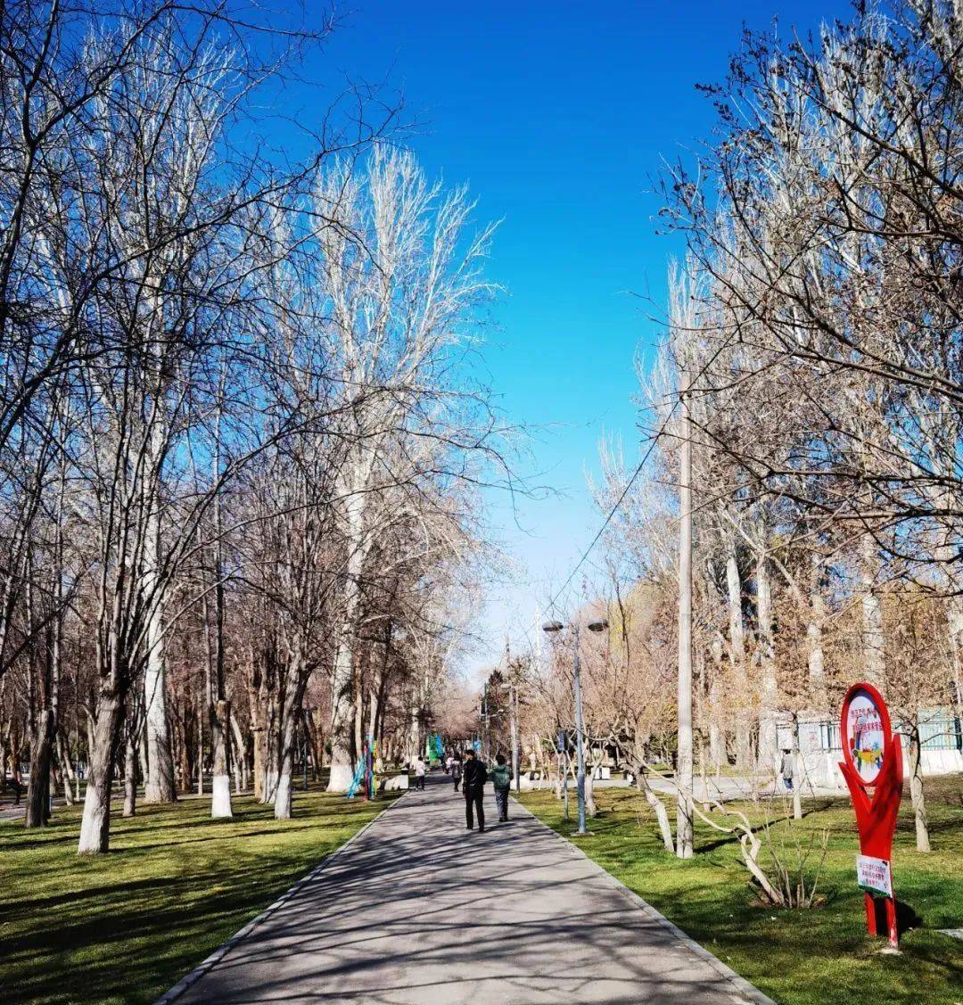 彩色伊宁三月的人民公园