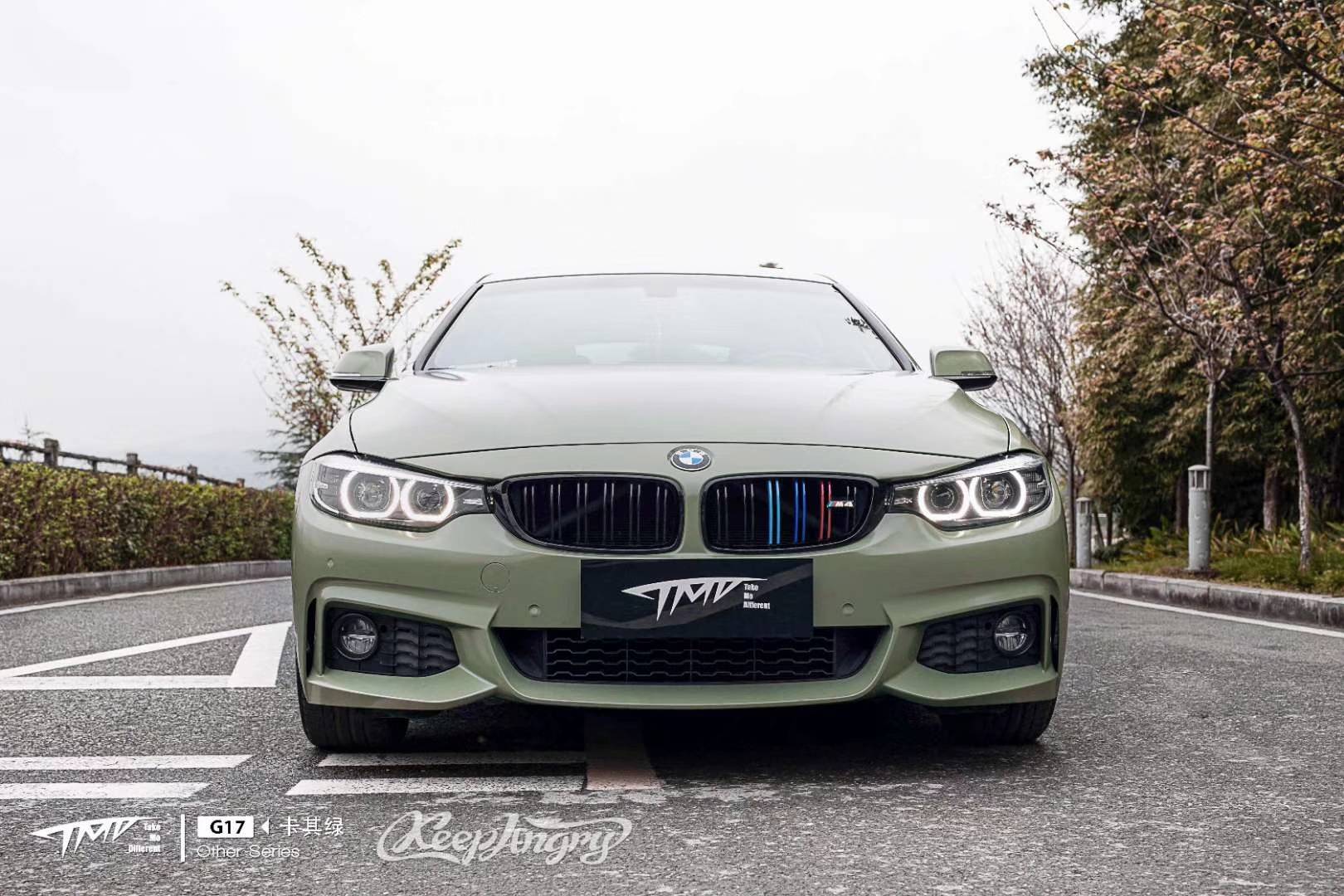 复古文艺风宝马425陶瓷卡其绿改色膜tmd潮牌