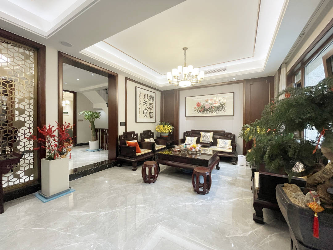 诸暨装修东方俊园437㎡排屋装修实景隐逸东方的静谧风雅