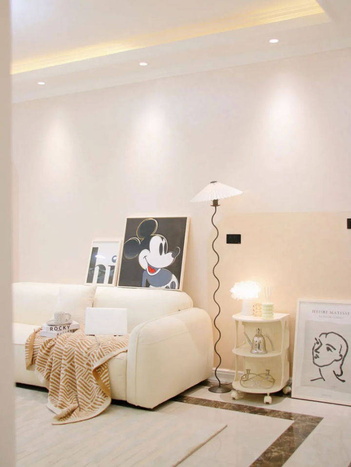 艺术涂料十大品牌,蔻帝艺术漆客厅改造案例_空间_斯度_白色