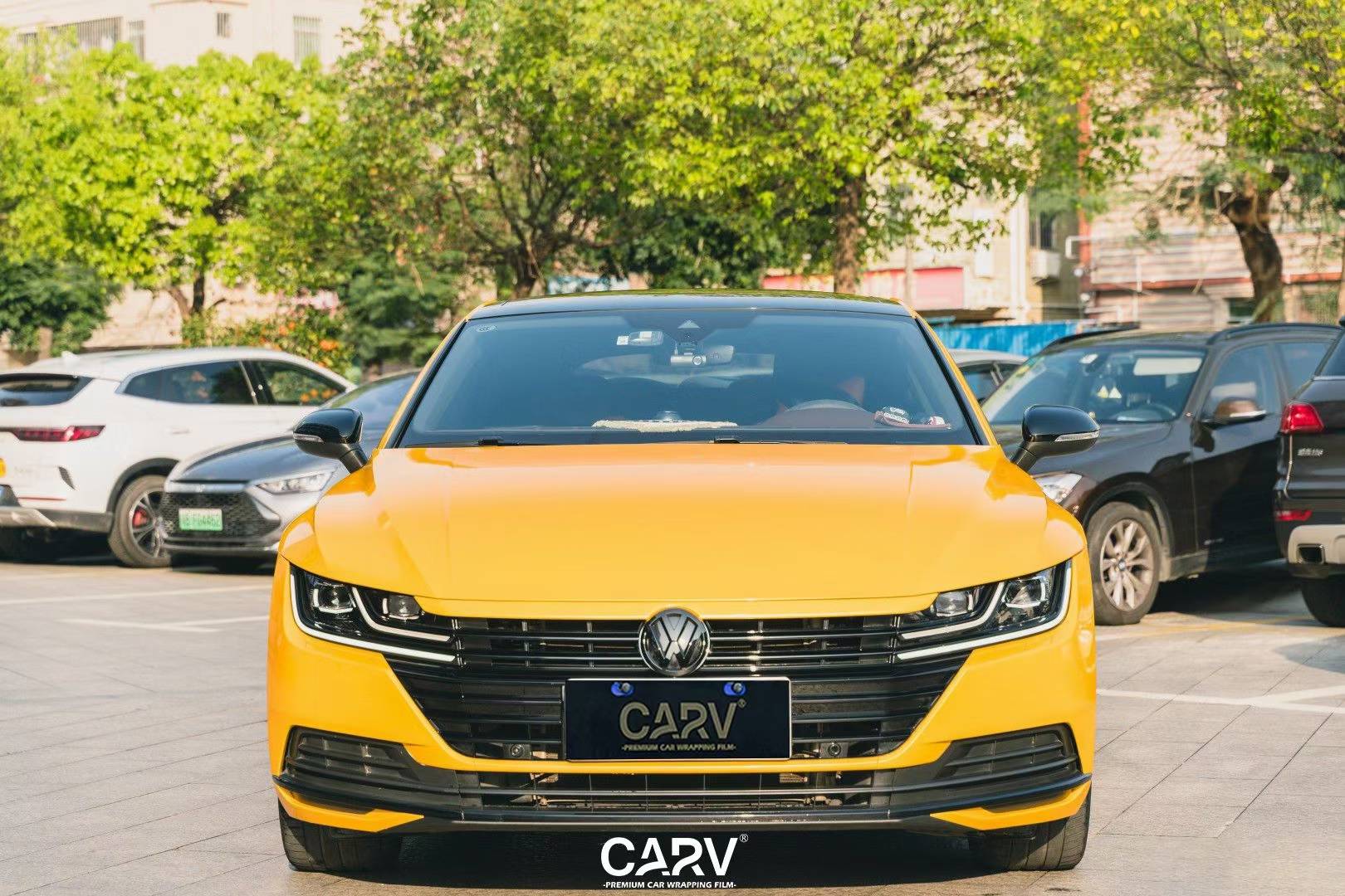 大众cc卡孚改色膜超亮金属枫叶黄