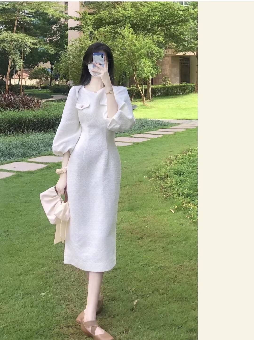 白色连衣裙配什么鞋子好看 白色连衣裙怎么搭配好看_look_厚底_裙子