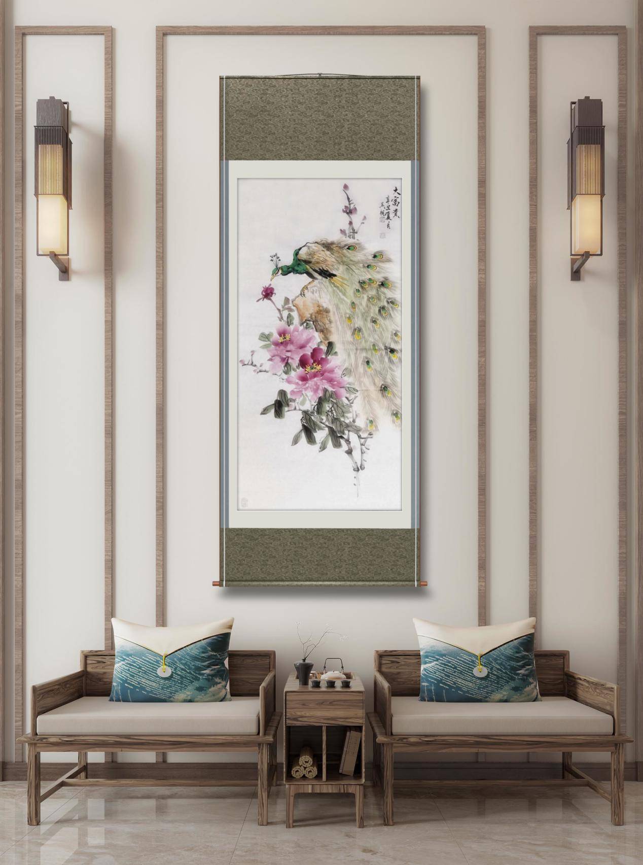 画家吴帆代表作之一《富贵吉祥》被吉隆坡艺术馆收藏_书画_作品_孔雀