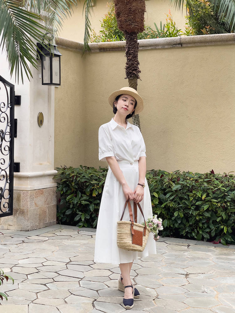 原创夏日出游清新法式穿搭今年流行这4款颜色连衣裙时髦显高