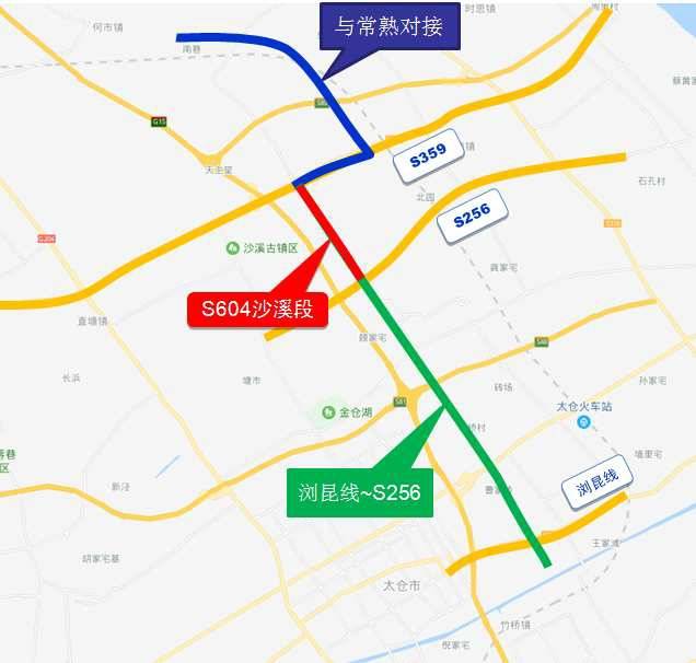 中新增的一条普通国省干线,规划道路起于苏沪界(太仓陆渡),经过沙溪