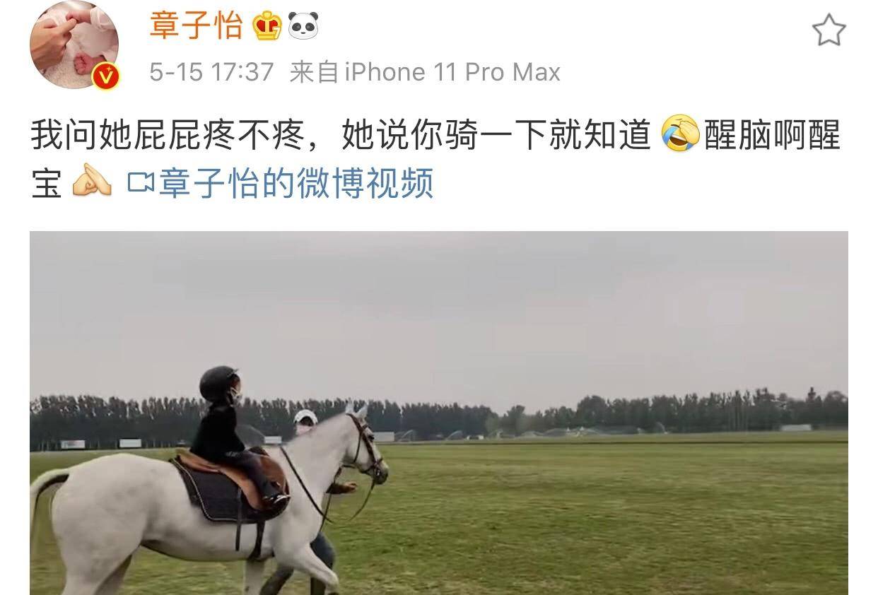 贵族式养女儿是啥操作 章子怡带醒醒骑马 网友调侃 她才五岁啊 生活 动态 汪峰