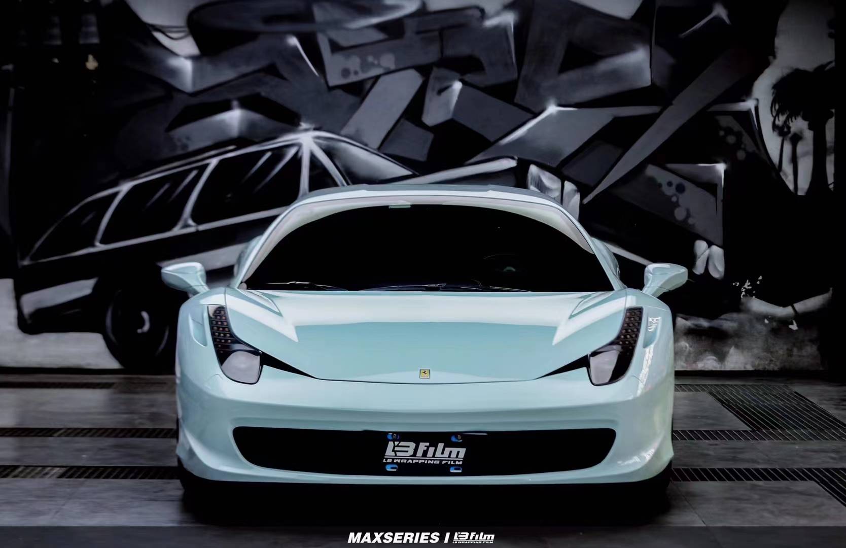 法拉利458lbfilm改色膜原厂漆冰川蓝