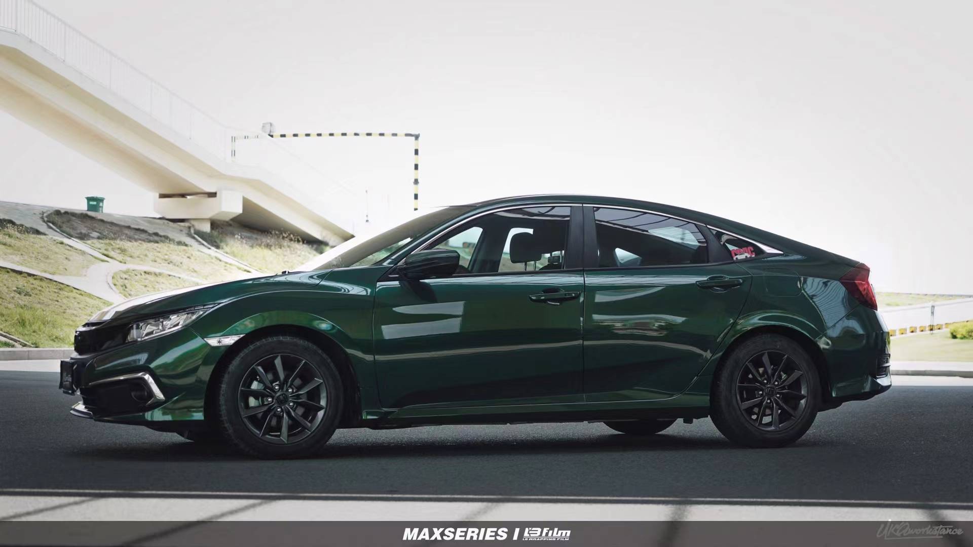 本田思域lbfilm改色膜原厂漆哥特蓝绿