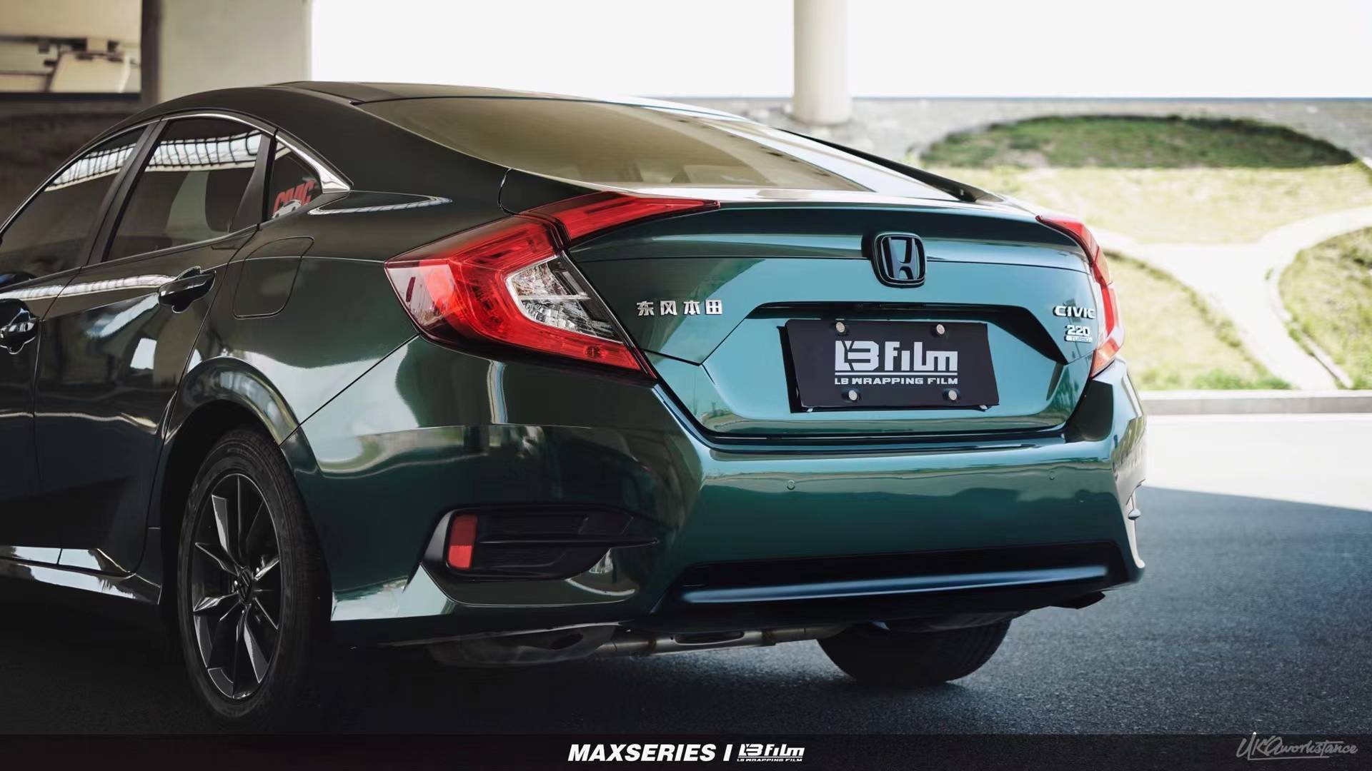 本田思域lbfilm改色膜原厂漆哥特蓝绿