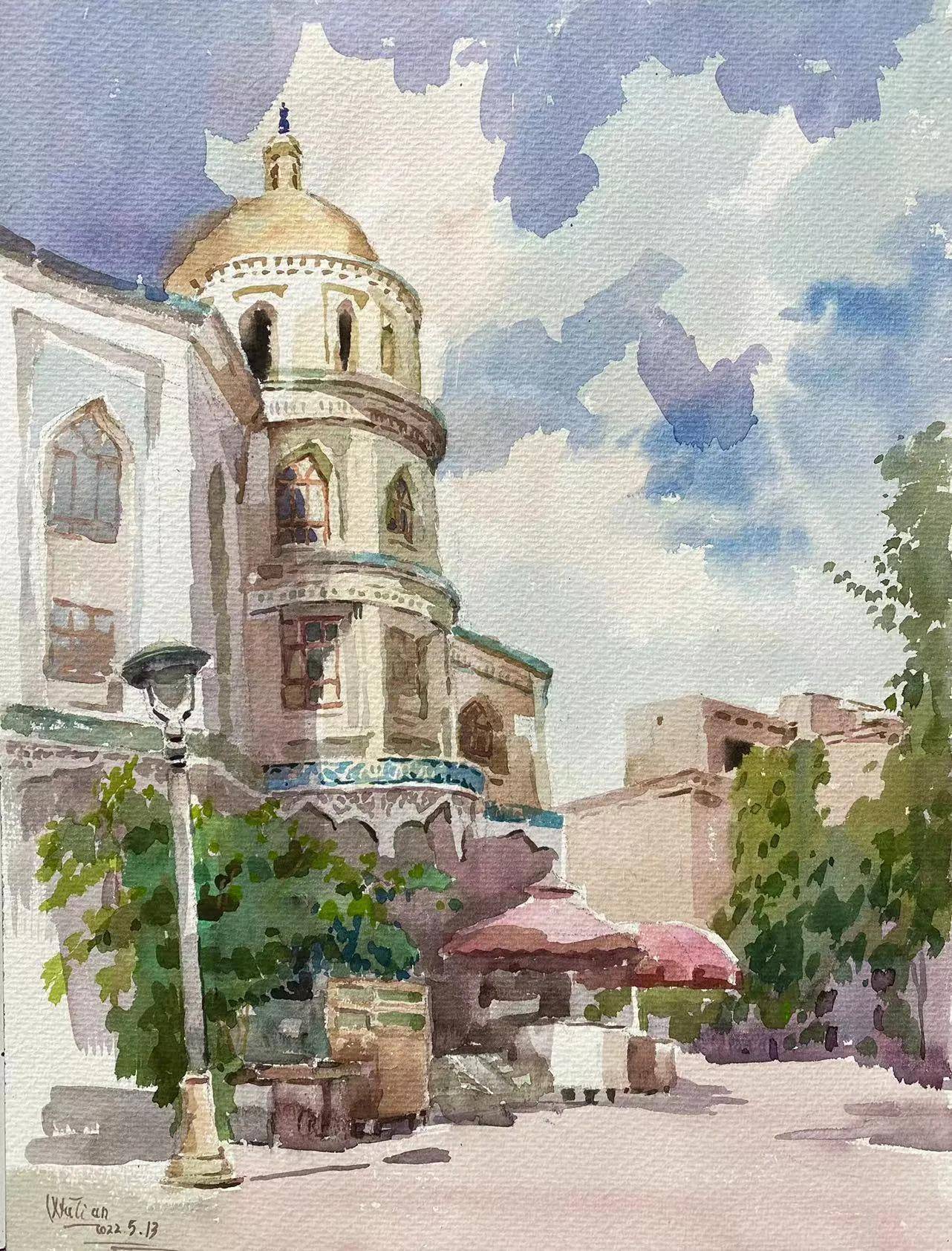 吴天先生新疆喀什噶尔古城的写生生活