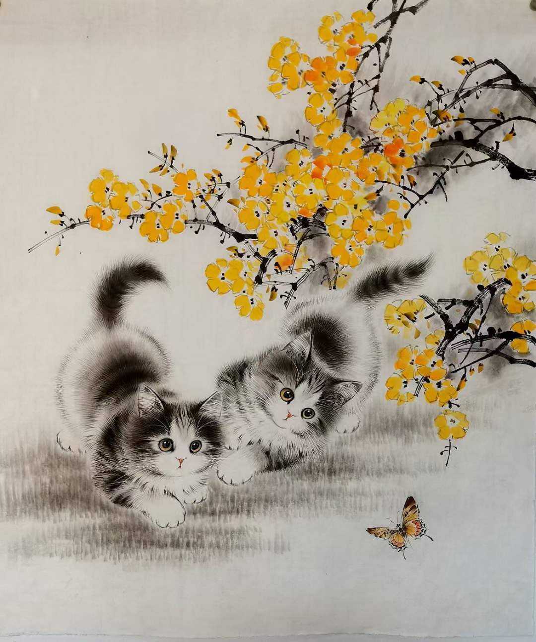 中美协秦文轩猫画:玲珑可爱 吉祥富贵