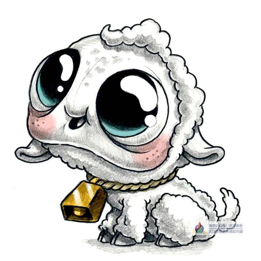 素材创意素描临摹作品超可爱的大眼萌小怪兽