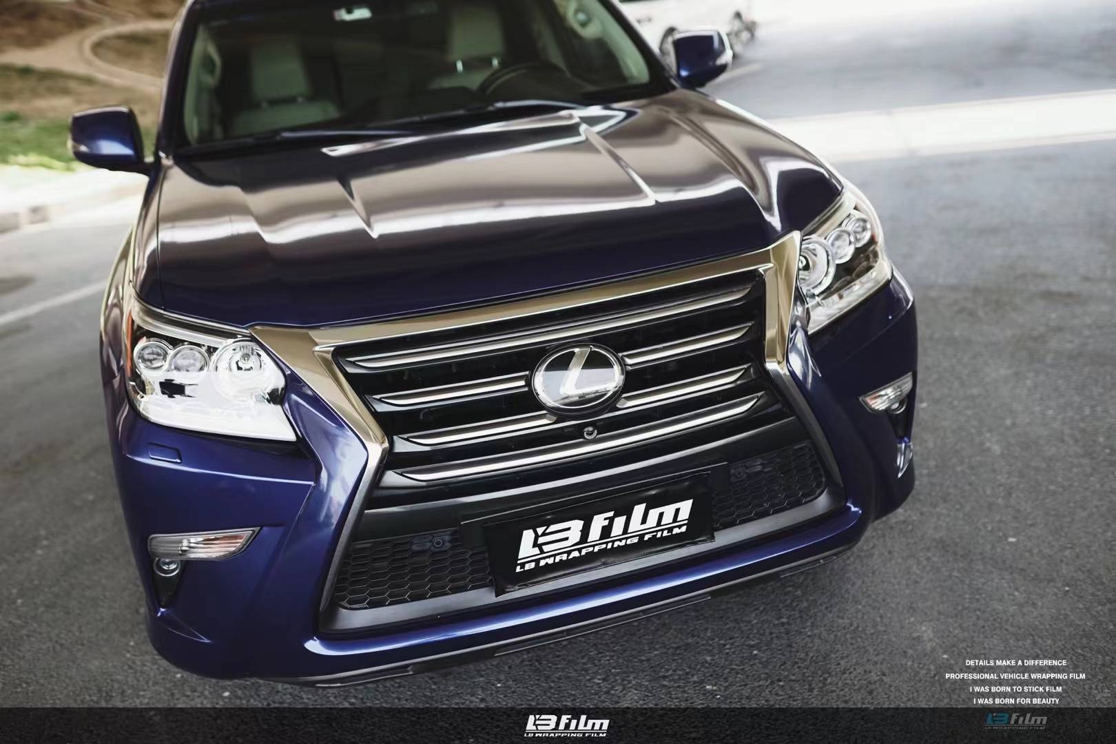 雷克萨斯gx400lbfilm改色膜超亮金属银河蓝