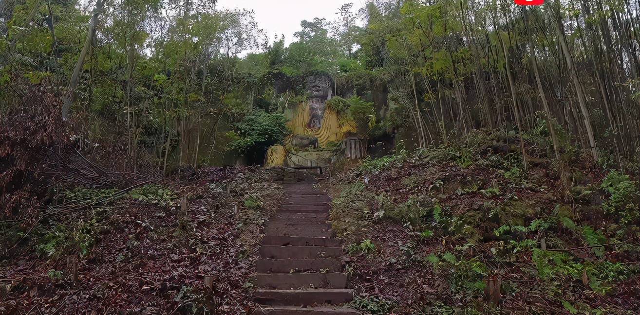 重庆合川神秘的大佛，金光闪闪却杂草丛生，何时修建无人知晓