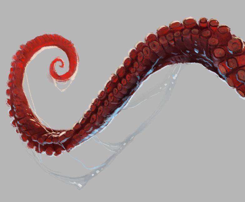 厚涂皮肤质感怎么画?教你章鱼触手纹理质感画法步骤!_颜色_图层_工具