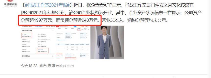原創肖戰怎麼了工作室2021年負債近千萬專業人員公司很健康