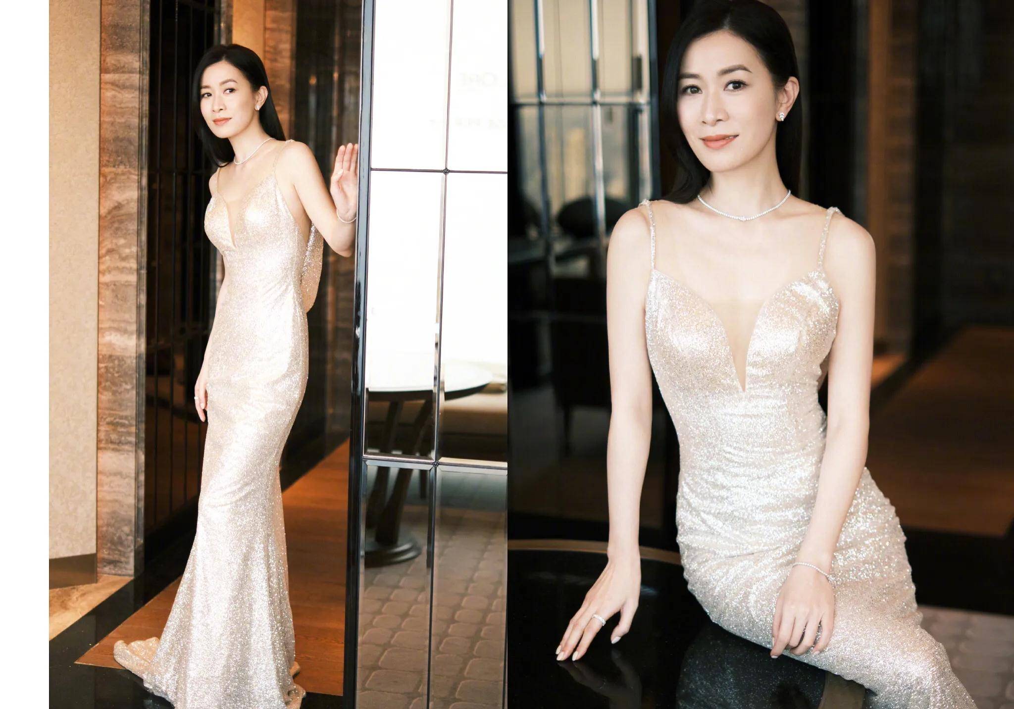 45岁的佘诗曼身材好正,大红露肩裙时尚知性,搭配长靴却显老气_大红色