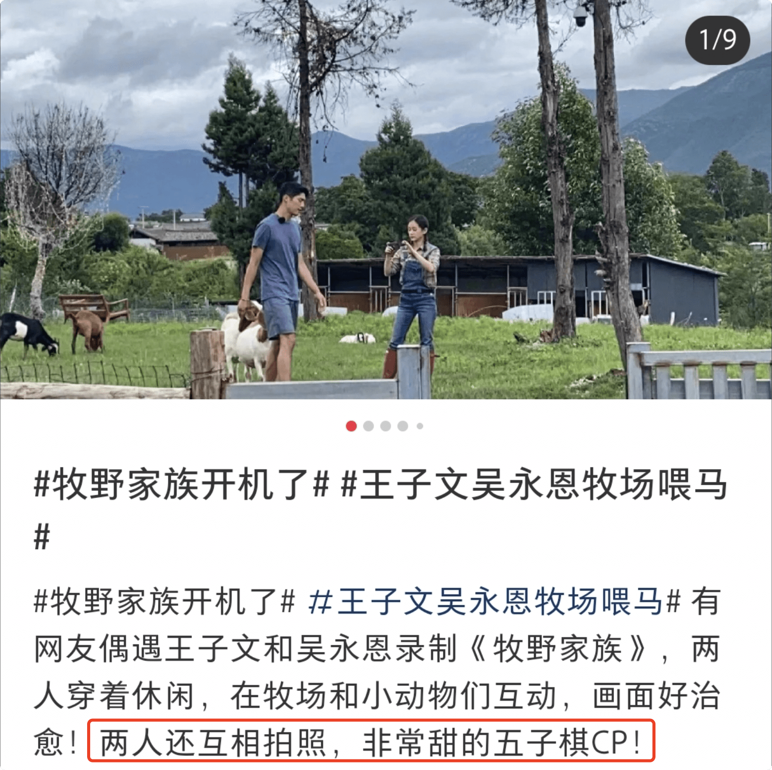 王子文携男友再录节目,在农场给吴永恩拍照变迷妹