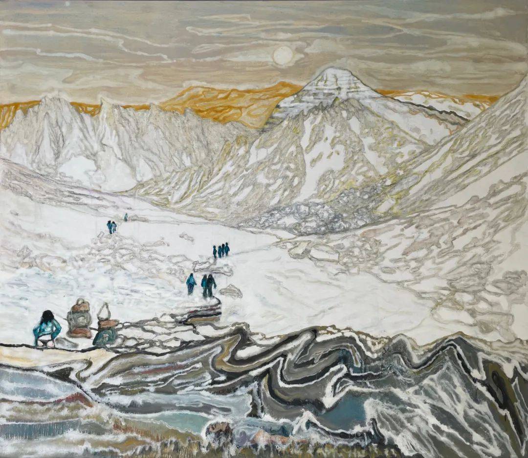 《冈仁波齐》 布面油画 130x150cm《长安岘黑白沟》 布面油画 100x150
