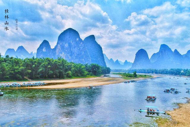 中国山水派的代表，被列为世界文化遗产，如今免费向游客开放_漓江_背景  