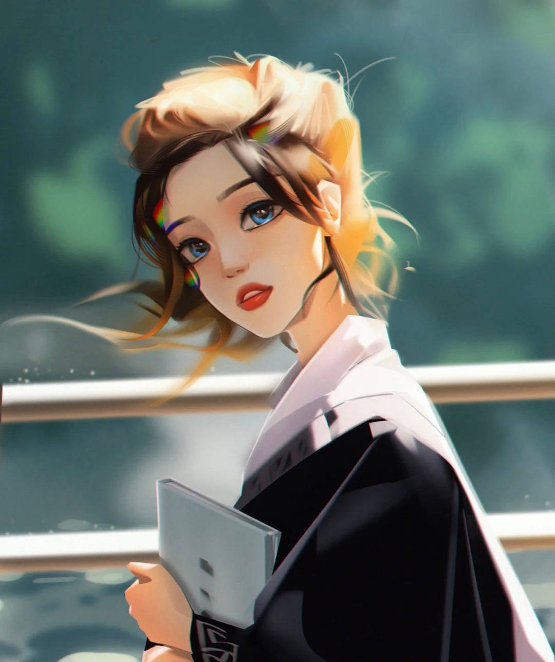 超好看的甜美少女插画,柔情又忧郁的眼神,有心动的感觉_作品_画风