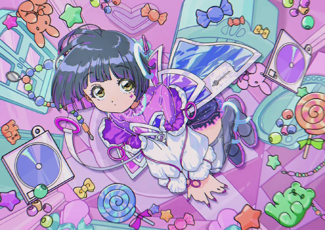原创很有年代感的动漫少女插画大眼睛看起来就炯炯有神