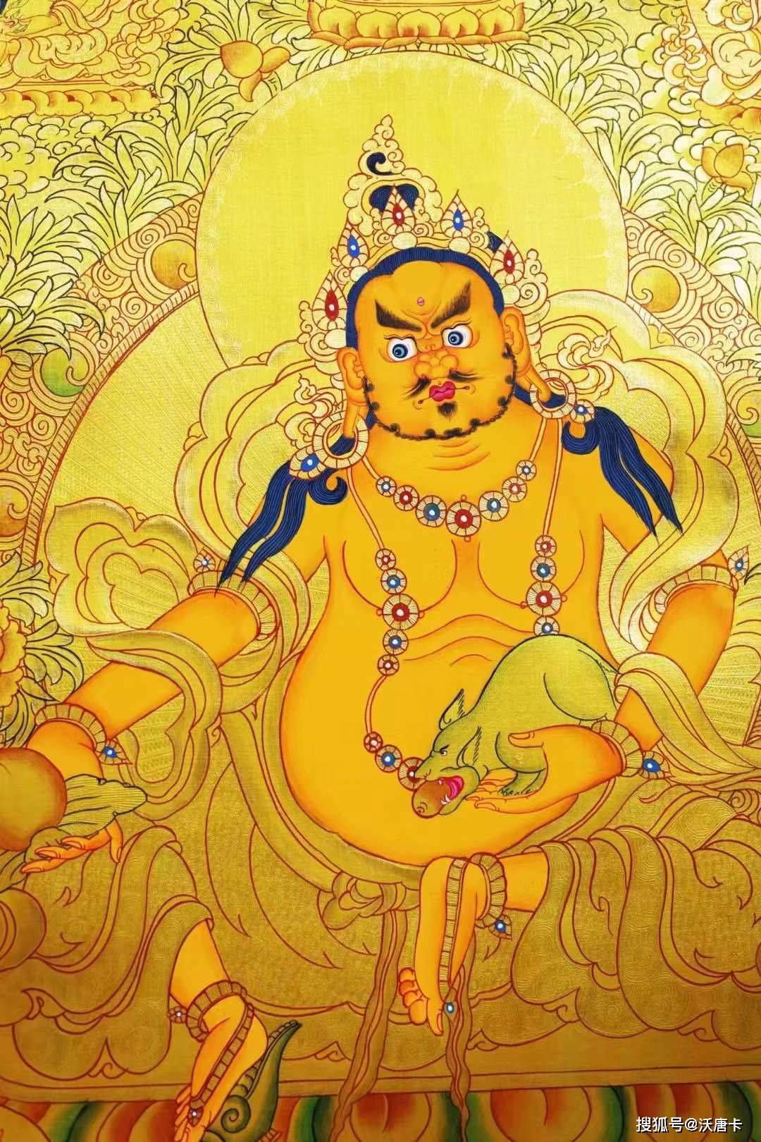 接下来请朋友们欣赏一组编号为138-621990的金唐五方财神唐卡:白财神