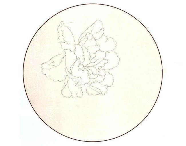 团扇工笔画国色牡丹绘画步骤图示