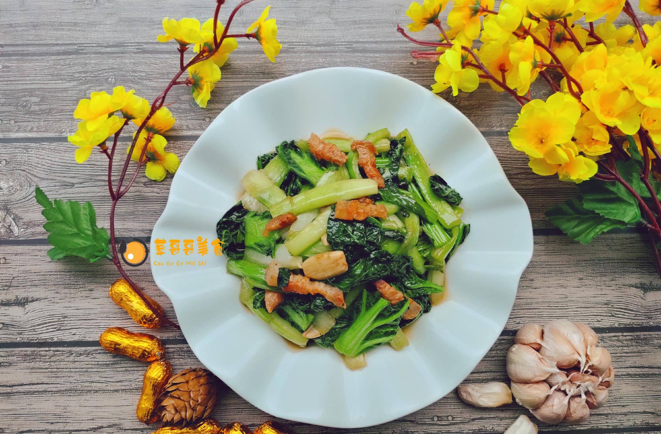 下饭家常菜腊肉丝炒油冬菜食材实惠操作简单5个步骤搞定