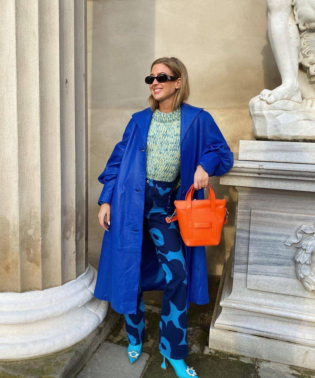 女王"丹麦博主个性时尚,教你玩转撞色穿搭,穿出高级感_look_视觉_蓝色