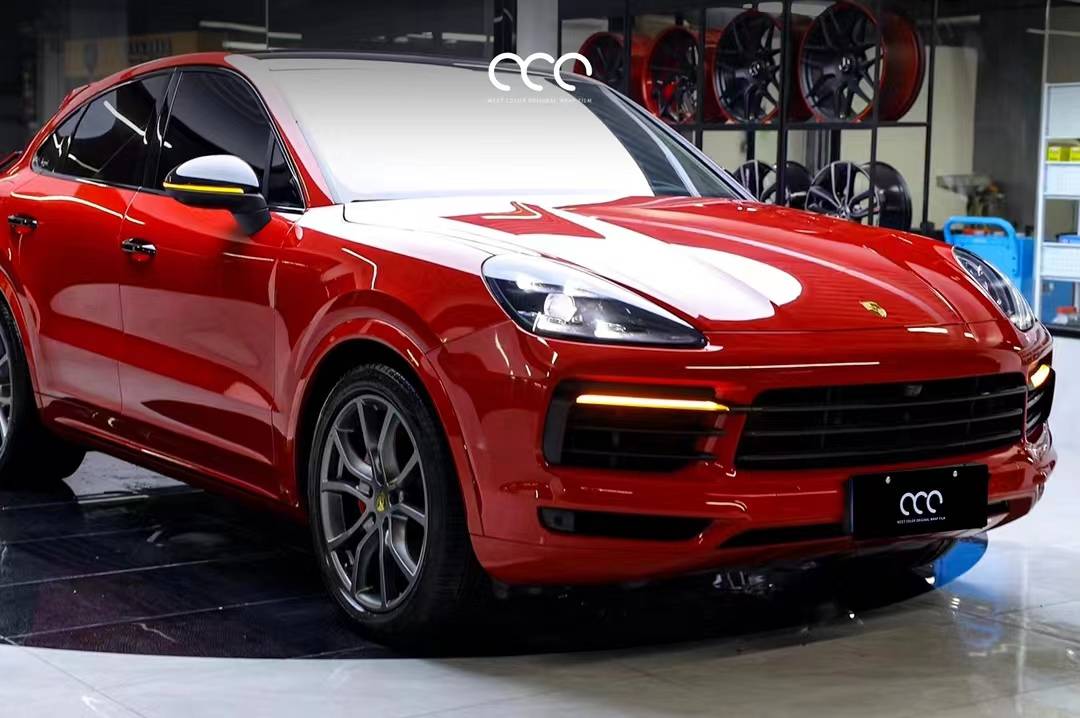保时捷cayenne漫彩改色膜pet胭脂红典藏版,鲜丽抢眼的红色系_全国
