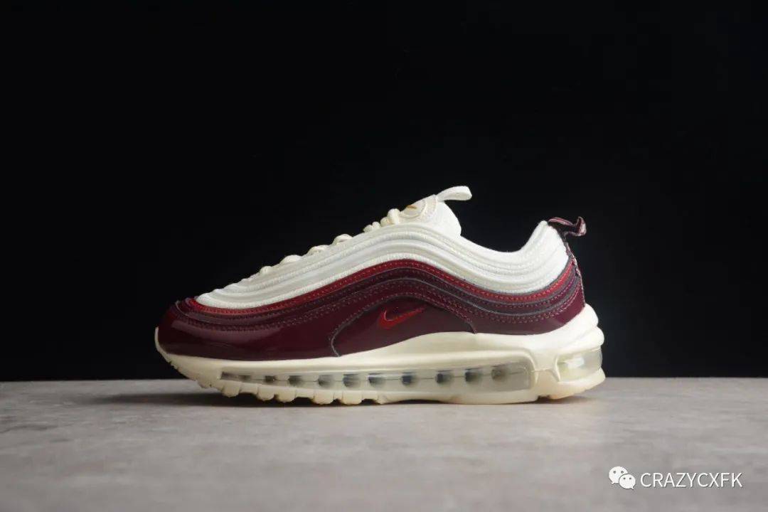 耐克nike air max 97 dark beetroot 酒红漆皮子弹气垫运动跑步鞋