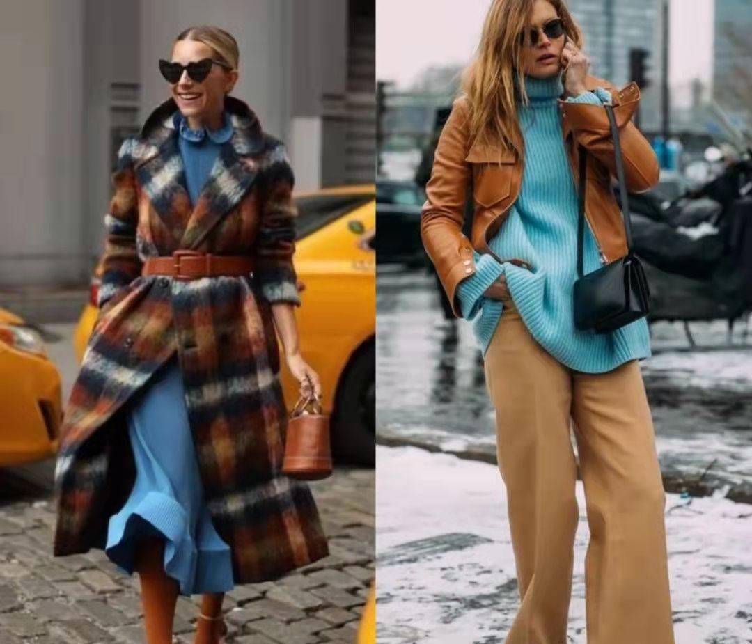 这种冷色调的衣服穿起来也可以呈现出适度亮肤的搭配效果,不过在选择