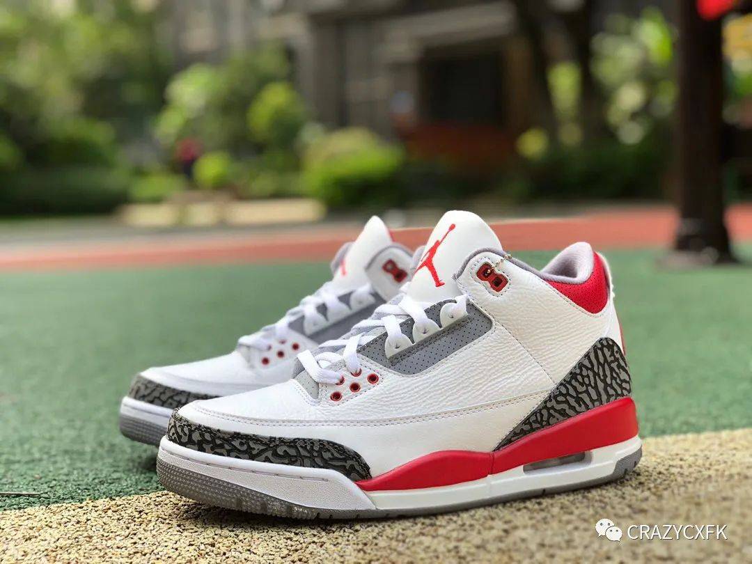 乔丹Air Jordan 3 OG Fire Red White Cement Grey Black 流川枫火红