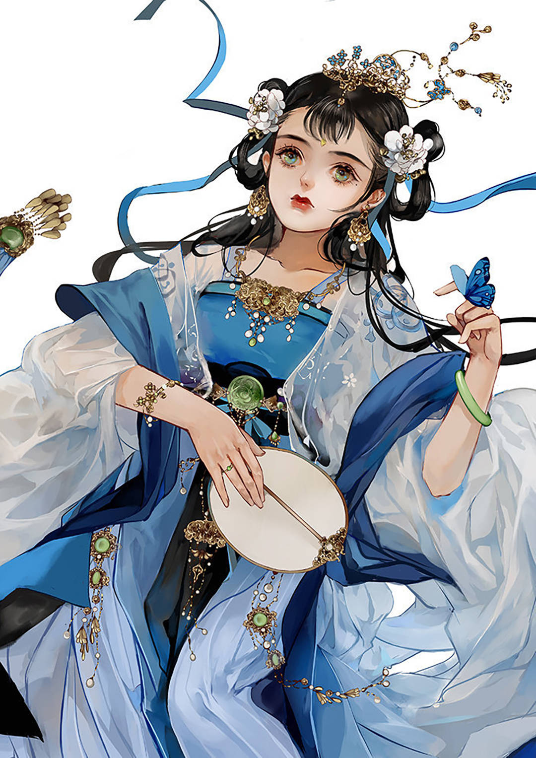 中国风浓郁的二次元美女插画,人物有一种孤婉的气质_作品_nina_古风