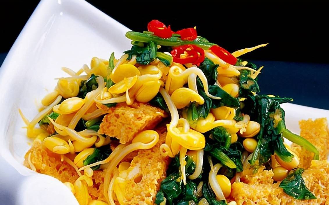 教你爽口解馋的豆芽拌面筋,简单好做,营养美味_香菜_菠菜_清水