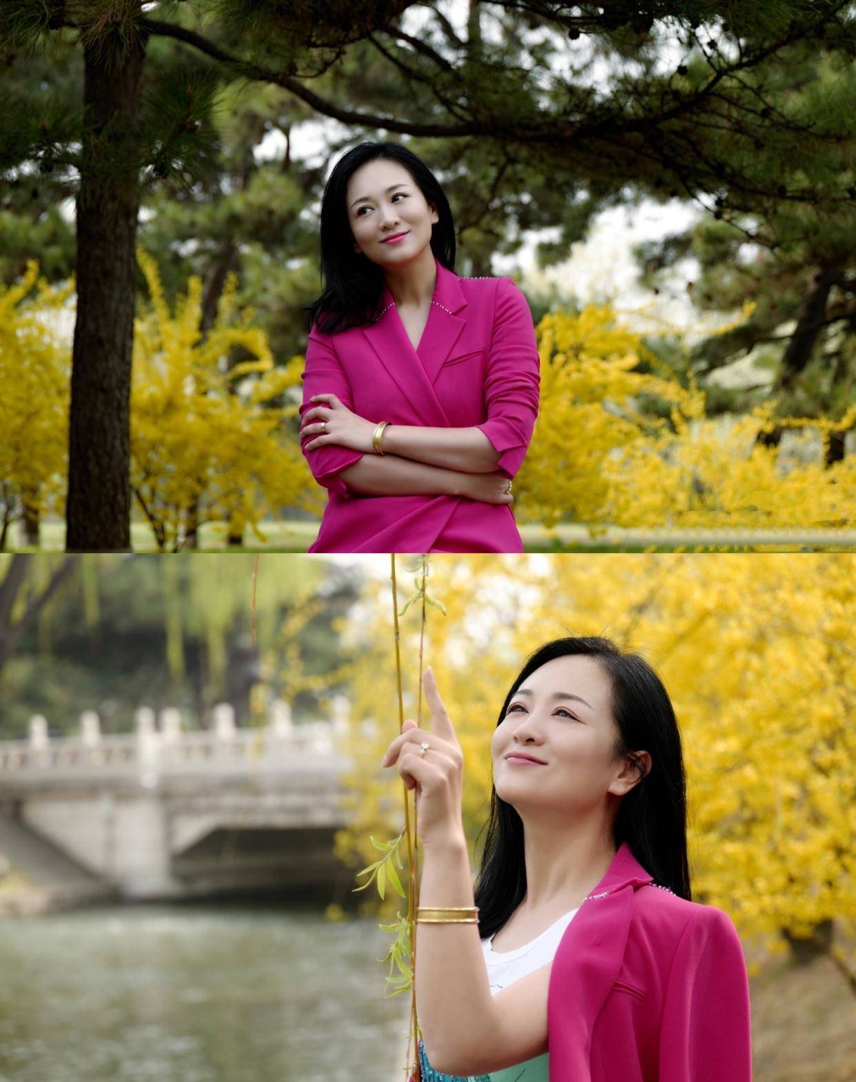 穿奶奶装高雅贵气,芭比粉也能hold_王慧娟_连衣裙_漂亮