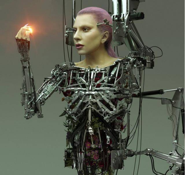 女神gaga高调登封,金属机器人造型够诡异,荒诞气息引人注目_单曲_写真