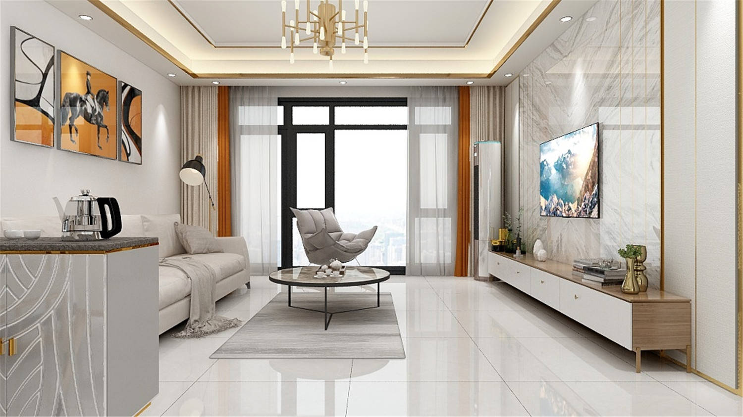 01新景象陶瓷,800x800mm,136通体大理石瓷砖空间的美学简单,不等于