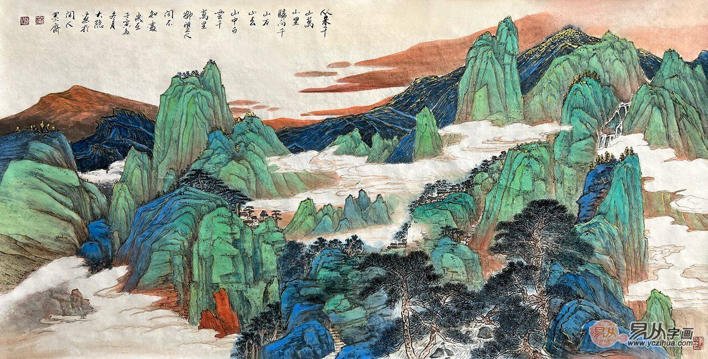 叶大隐手绘山水画中式国画经典收藏价值高_搜狐网, image size:1382x700