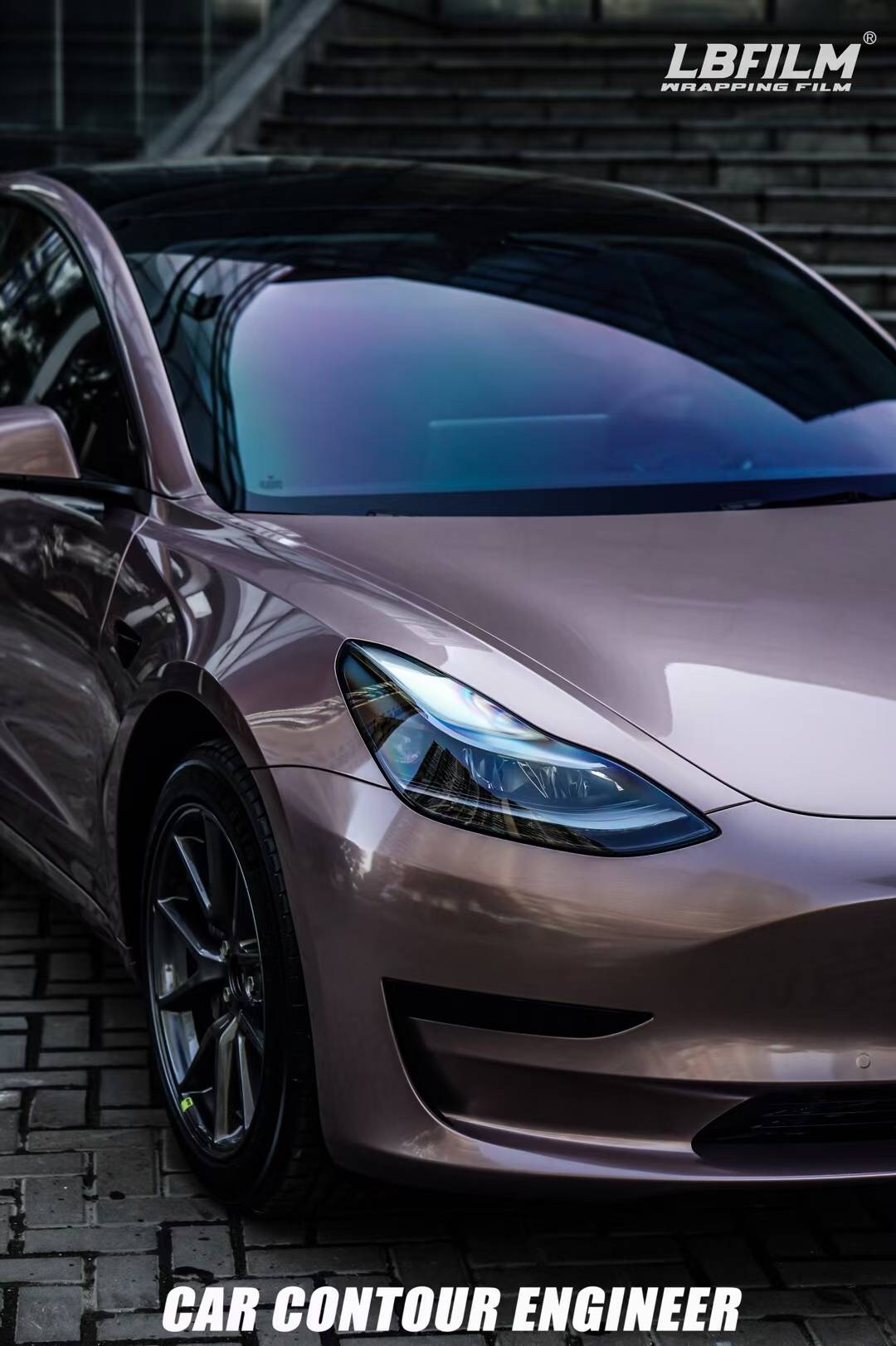 特斯拉model3-lb改色膜原厂漆冰莓粉,高级女神质感_搜狐汽车_搜狐网