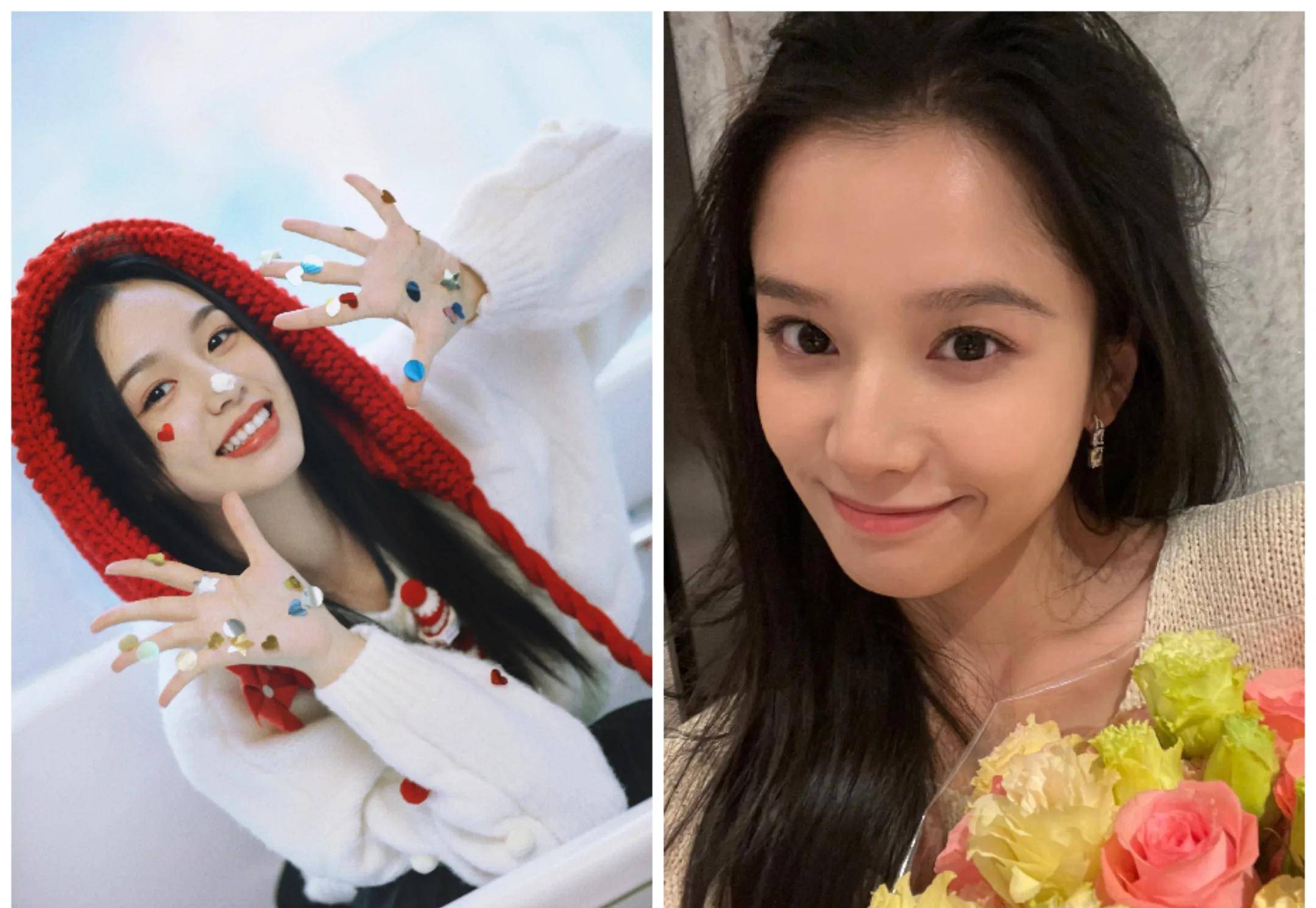 周也张婧仪同晒新年照,相似的两人,你能分出谁是谁嘛_白色_红色_感觉