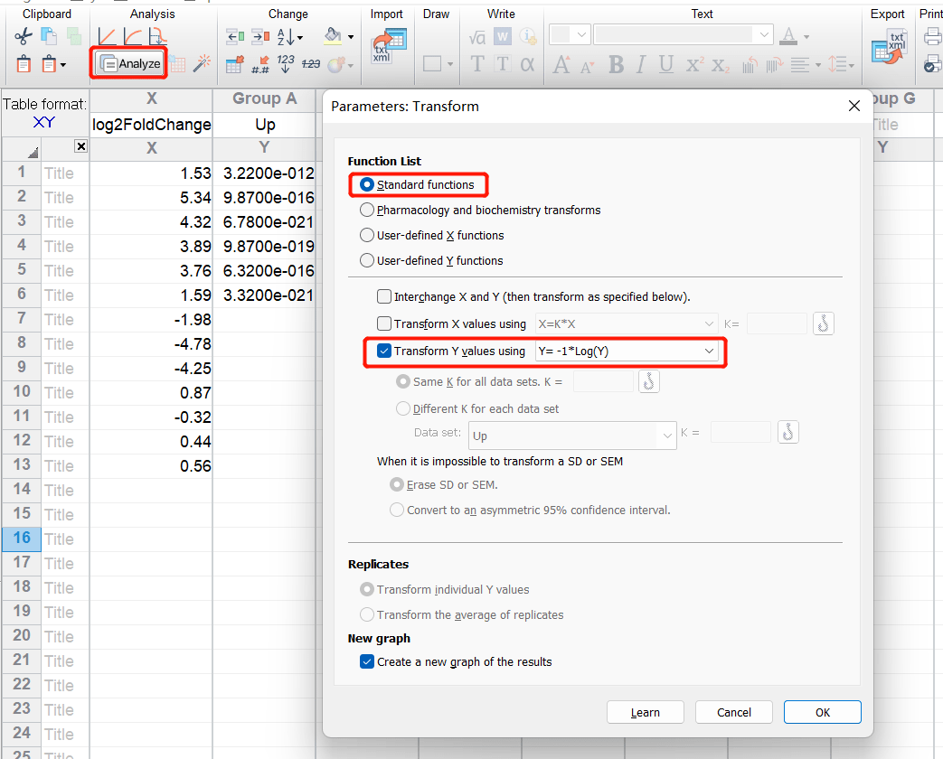 Graphpad Prism绘制火山图图文教程_Padj_数据_进行
