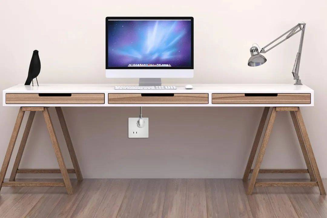 书桌插座:倒着装书房书桌如果不用插排的话,用于电脑显示器,键盘,鼠标